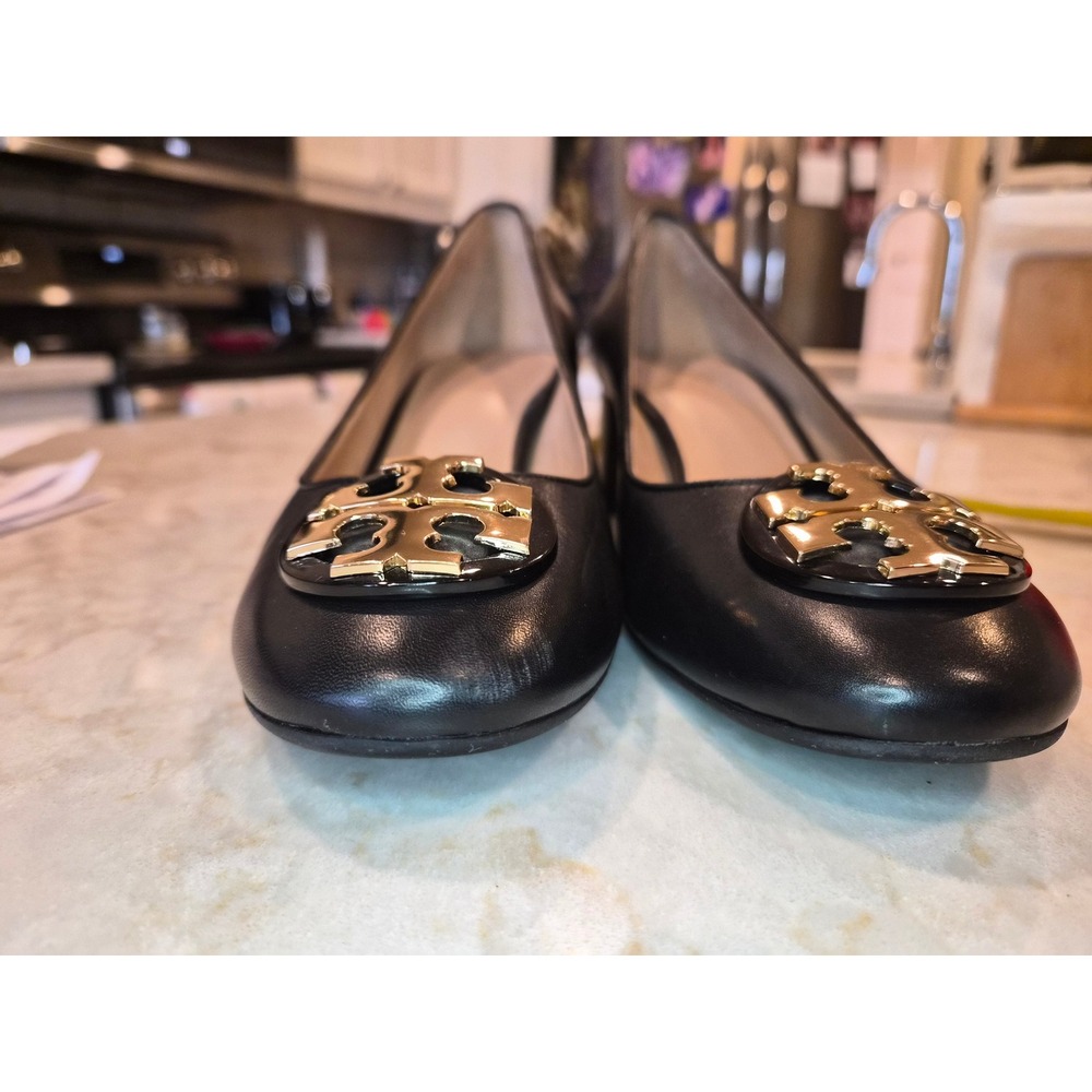 TORY BURCH "Janey"  50mm Calf Leather Pumps Women - SZ 9 Black - Picture 9 of 10